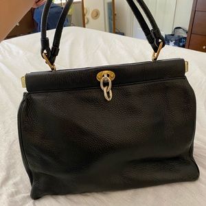 Vintage Black Pebbled Leather Handbag